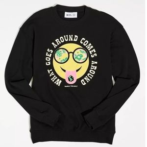 Parks Project Black Crewneck Sweatshirt with Yellow Smiley Graphic